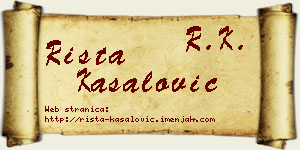 Rista Kasalović vizit kartica